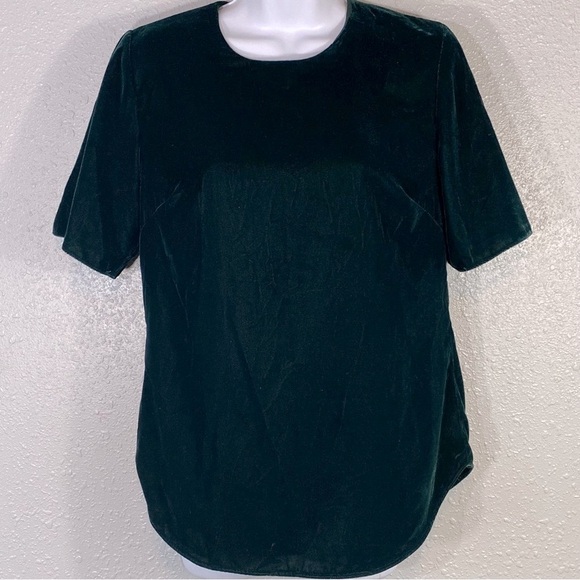 Lauren Ralph Lauren Dark Green Velvet Blouse - Picture 8 of 8